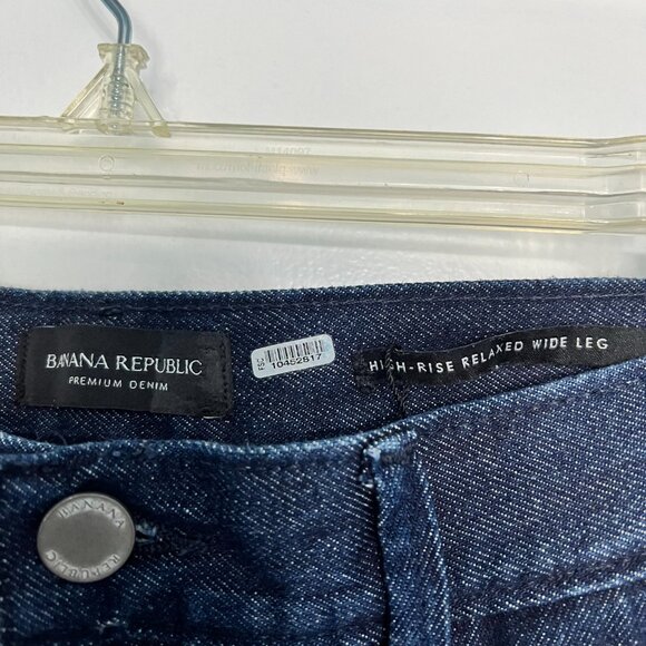 Banana Republic Womens Pleated Wide Leg Dark Rinse High Rise Jeans 24P - Picture 4 of 5